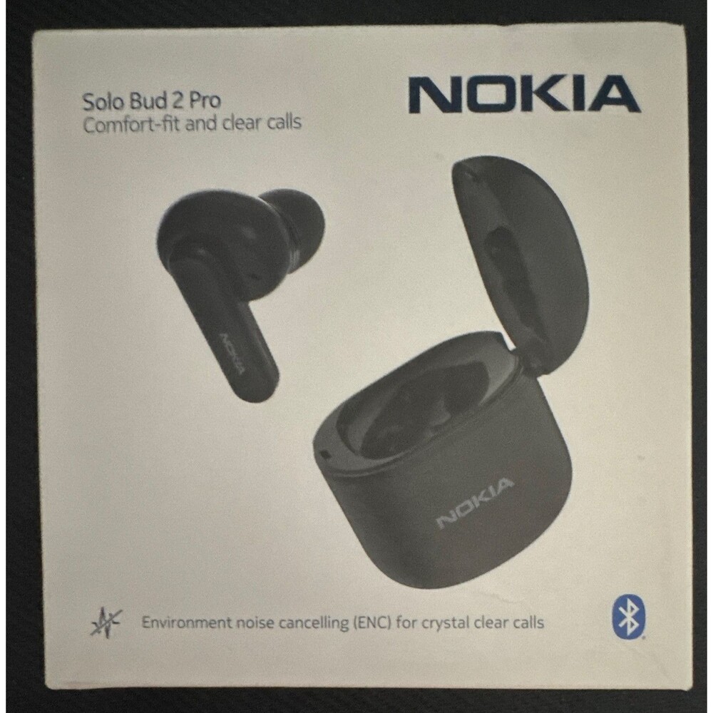Nokia Solo Bud 2 Pro Bluetooth In-Ear Earbuds w/ Case, ENC, Black